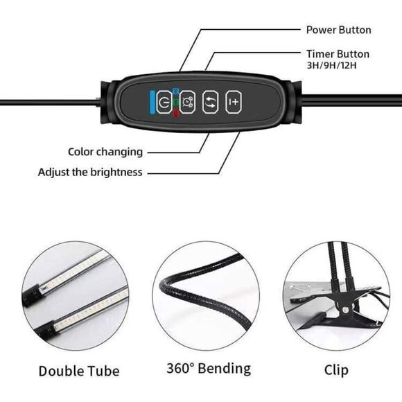360° LED Grow Light for Indoor Plants - Full Spectrum, USB-Powered, 10-Level - Picture 8 of 9